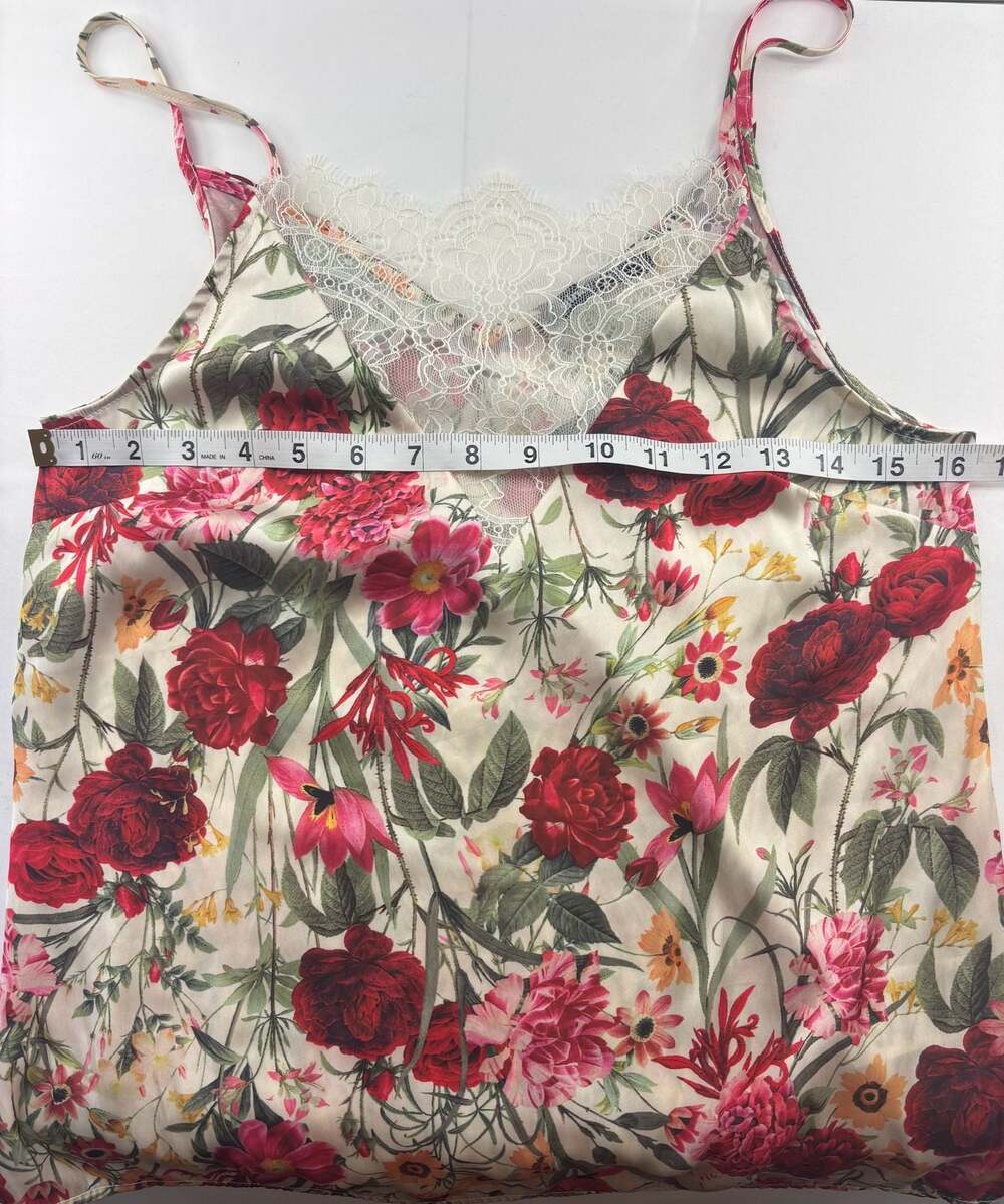 Gina Tricot Floral Satin Lace Trim Camisole Top - Picture 5 of 7
